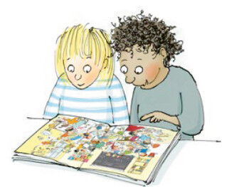 illu schueler lesen weiss mf